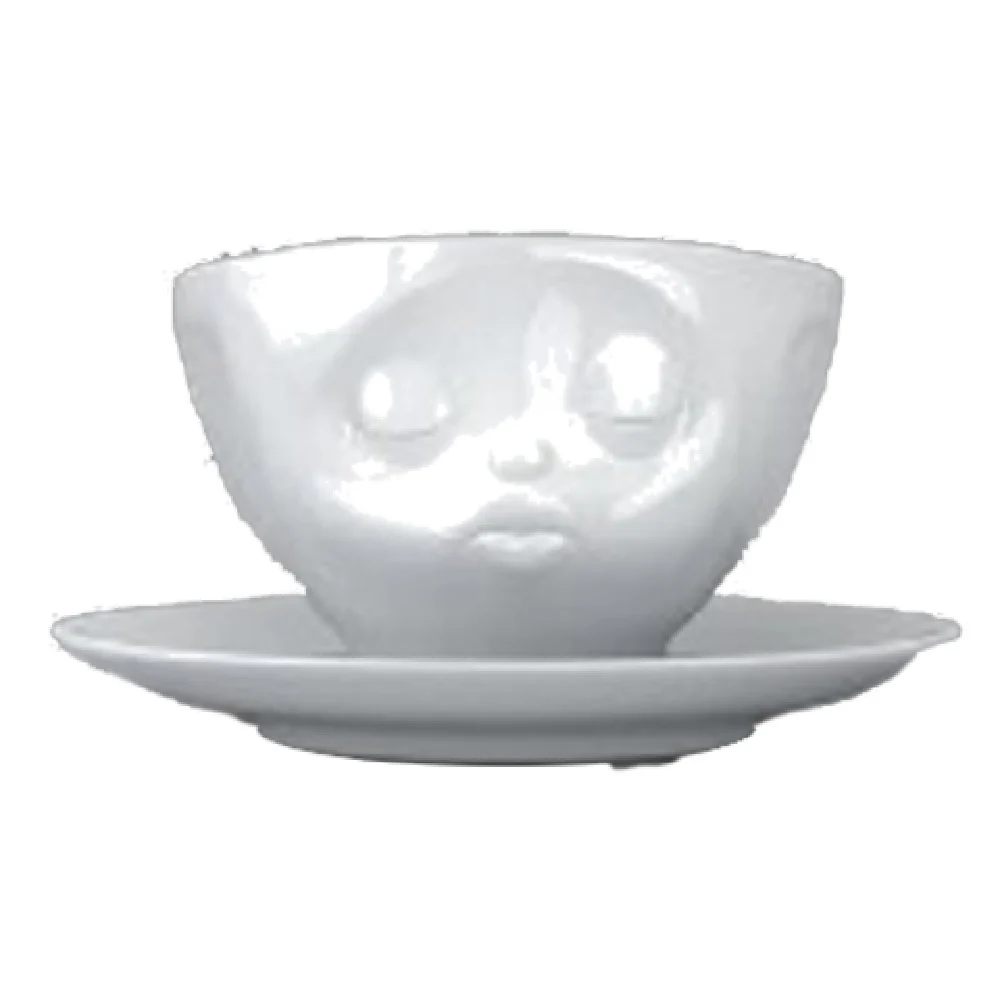 BauscherHepp 144001 6.6 Oz Cup Porcelain White Embossed Design with Handle