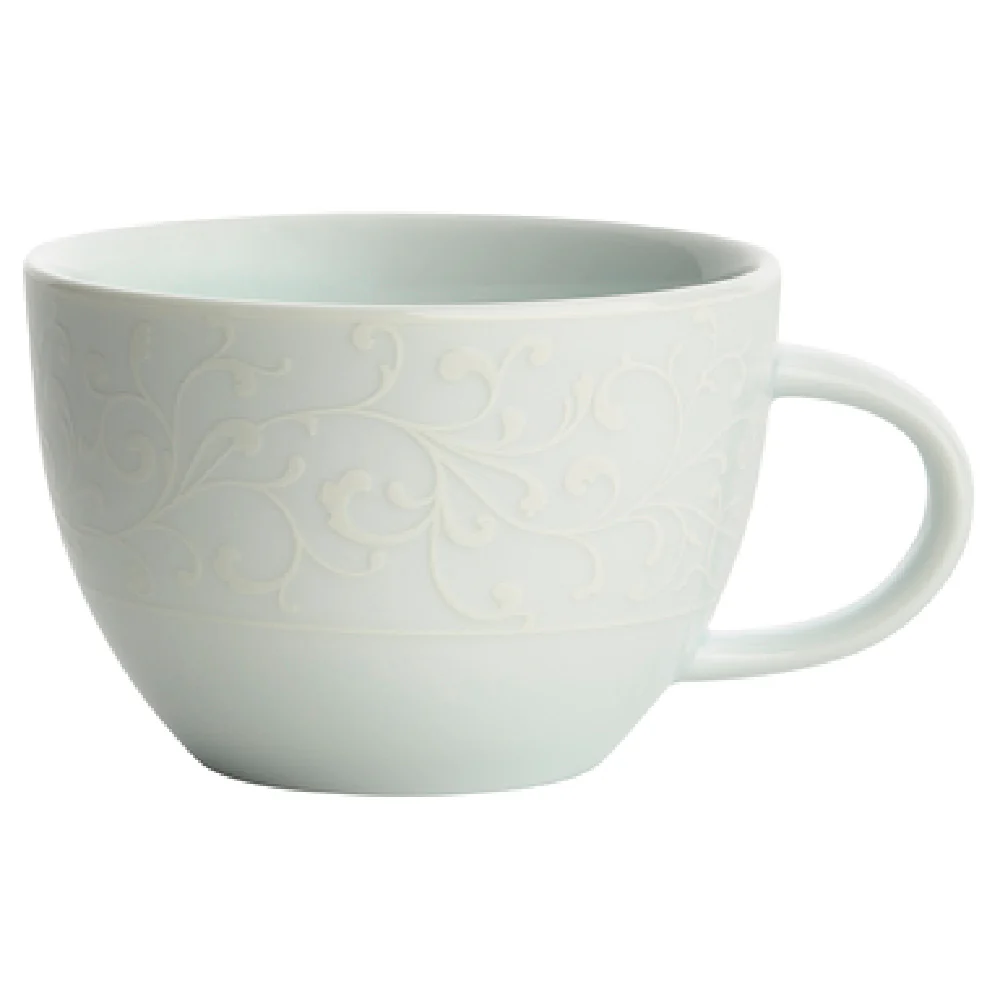 1880 Hospitality L5803050511 6-3/4 Oz Tea Cup Handled Embossed Porcelain White