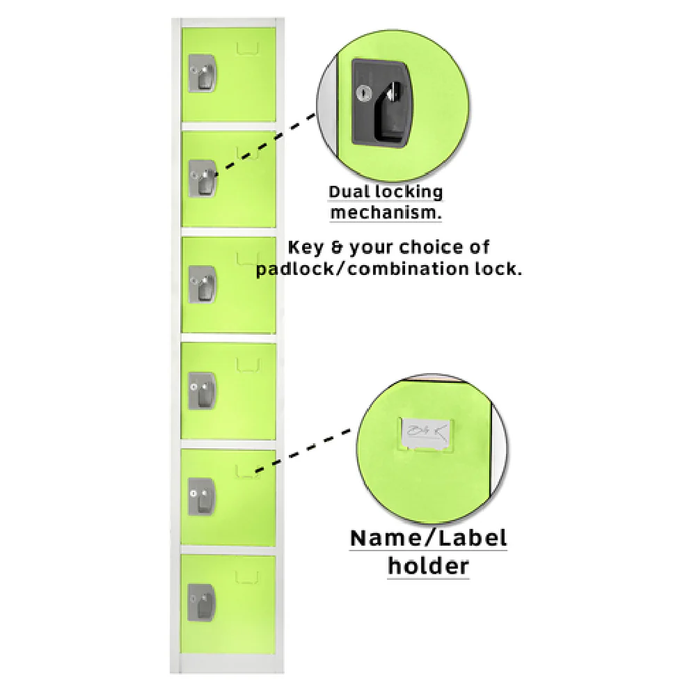Alpine Industries ADI629-206-GRN 12 Inch Width Six Tier Steel Locker Green Finish Alpine Industries ADI629-206-GRN 12 Inch Width Six Tier Steel Locker Green Finish