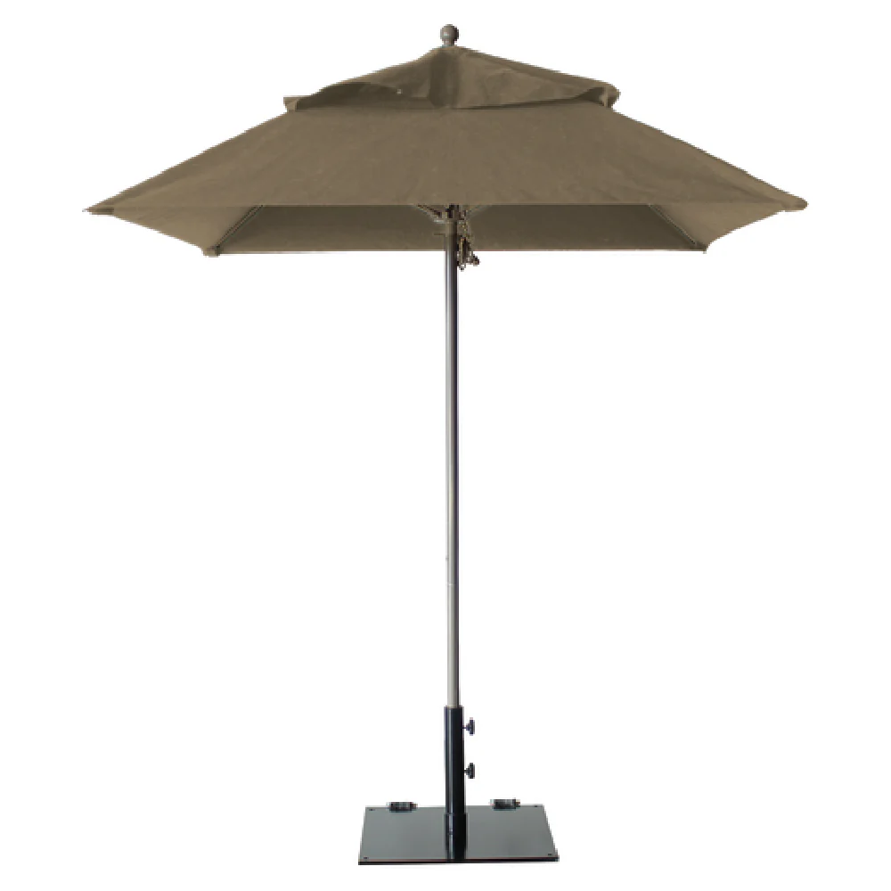 Grosfillex 98668131 6-1/2 Ft Square Top Aluminum Umbrella with Recacril Taupe