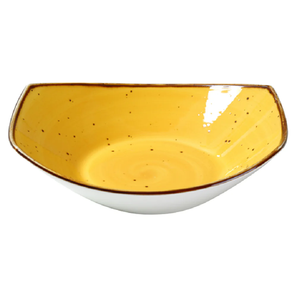 Yanco LY-309YL 20 Oz Yellow Free Form Pasta Salad Plate Porcelain with Dishwasher and Oven Safe