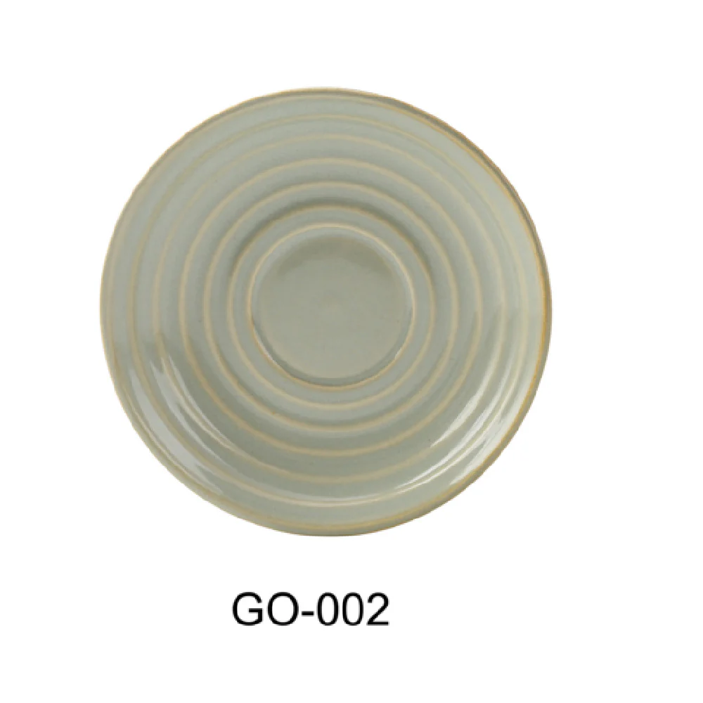 Yanco GO-002 5-7/8 Inch Porcelain Saucer Earthy Tone with Golden Rim