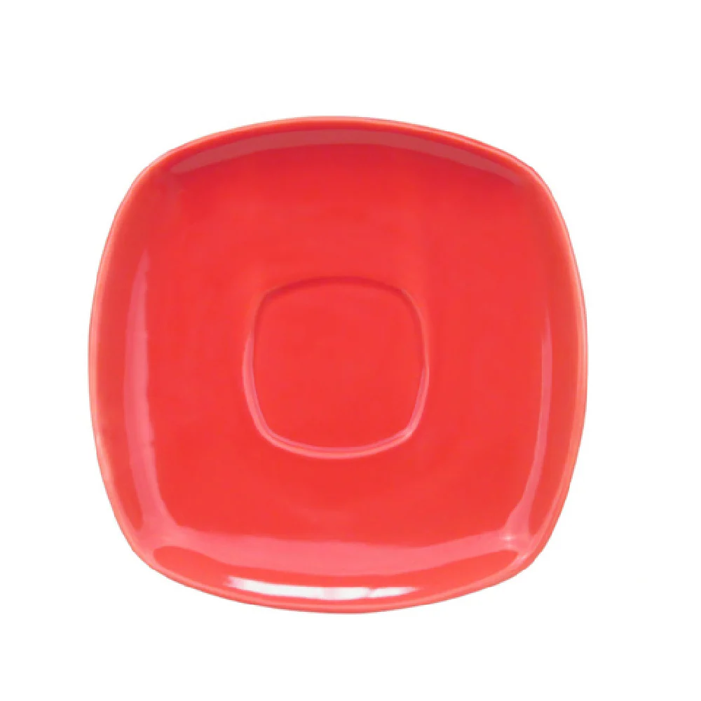 CAC China KC-2-R 6 Inch Square Saucer to Present Food Ceramic Red 3 Dozen Packs