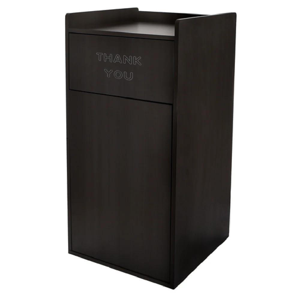 Alpine Industries ALP476-BLK 22 Inch Trash Receptacle Drop Hole Tray Shelf Black Wood