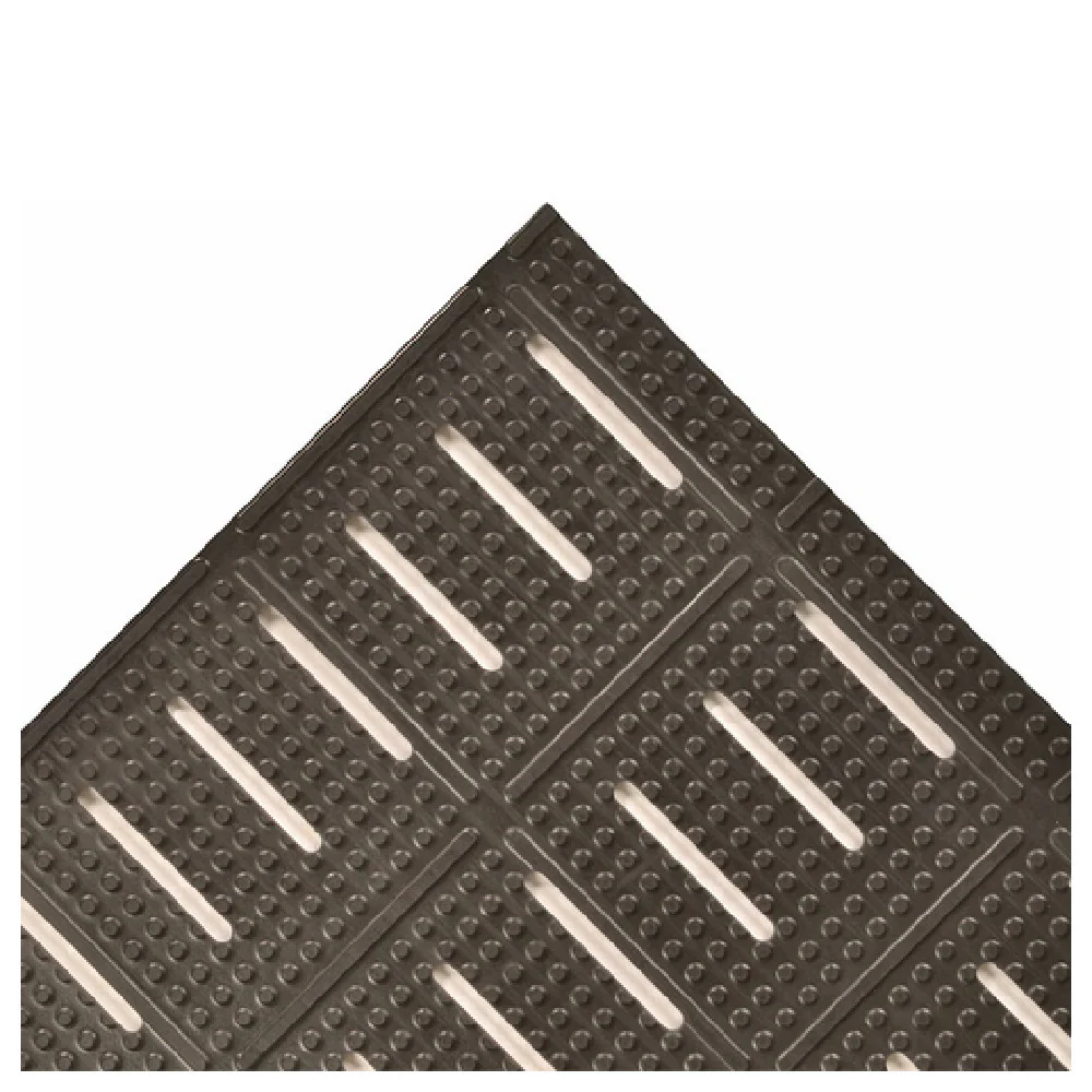 Notrax 755R0036BL 3' Wide 3/8 Inch Thick Floor Mat Rubber Black with Drainage Slots