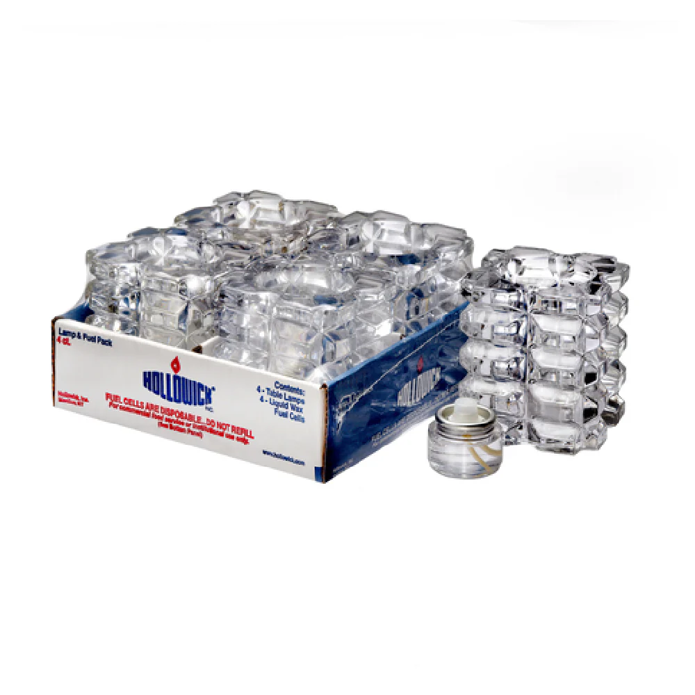 Hollowick 5151C-4 3 Inch Clear Glass Votive Lamp Faceted with Fuel Cells 4 Packs Hollowick 5151C-4 3 Inch Clear Glass Votive Lamp Faceted with Fuel Cells 4 Packs