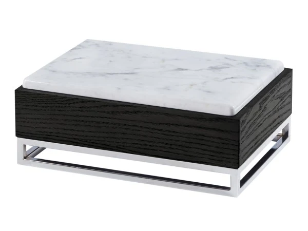 Cal Mil 3822-6-87 15 Inch Cinderwood Display Riser with Faux Marble Tray Oak Wood Dark Ash Gray