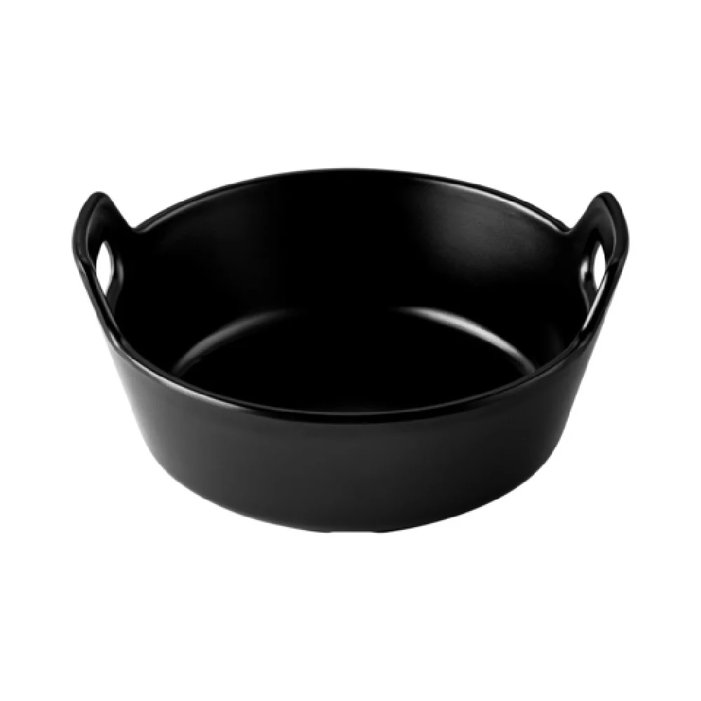 CAC China XSVH-B7-MK 26oz Round Serving Bowl with Dual Handles Matte Black CAC China XSVH-B7-MK 26oz Round Serving Bowl with Dual Handles Matte Black