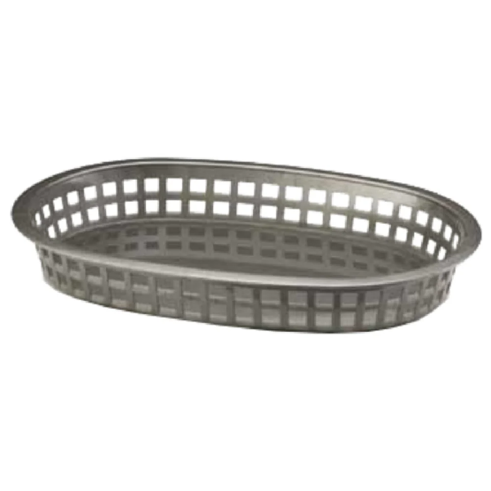 Tablecraft 1076GM 10 Inch Gunmetal Oval Platter Basket Heat Resistant with Microwave Safe