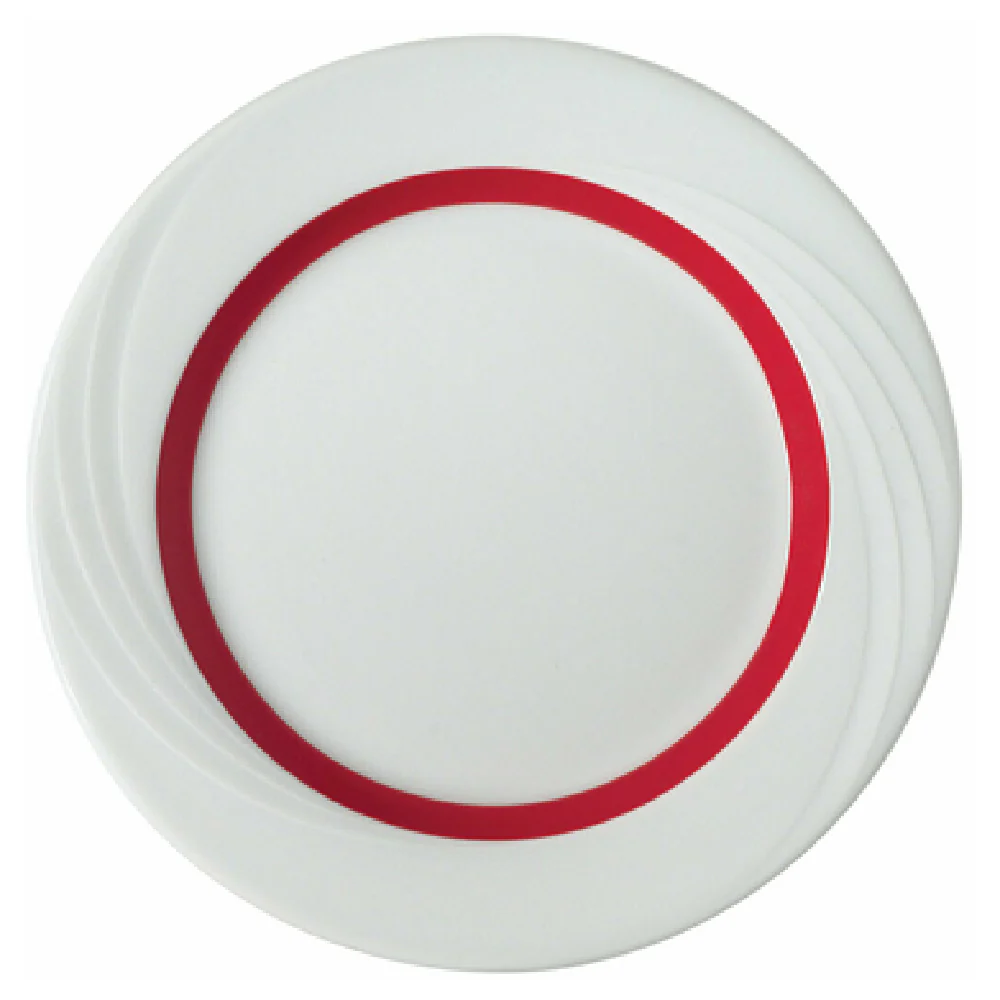 Libbey 9181826-62931 10-1/4 Inch Plate Porcelain Red Band Donna Senior Libbey 9181826-62931 10-1/4 Inch Plate Porcelain Red Band Donna Senior