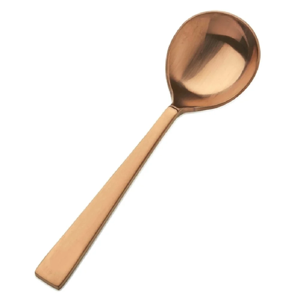 Bon Chef S3722RGM 6-5/8 Inch Roman Soup Spoon Rose Gold Matte 18/10 Stainless Steel