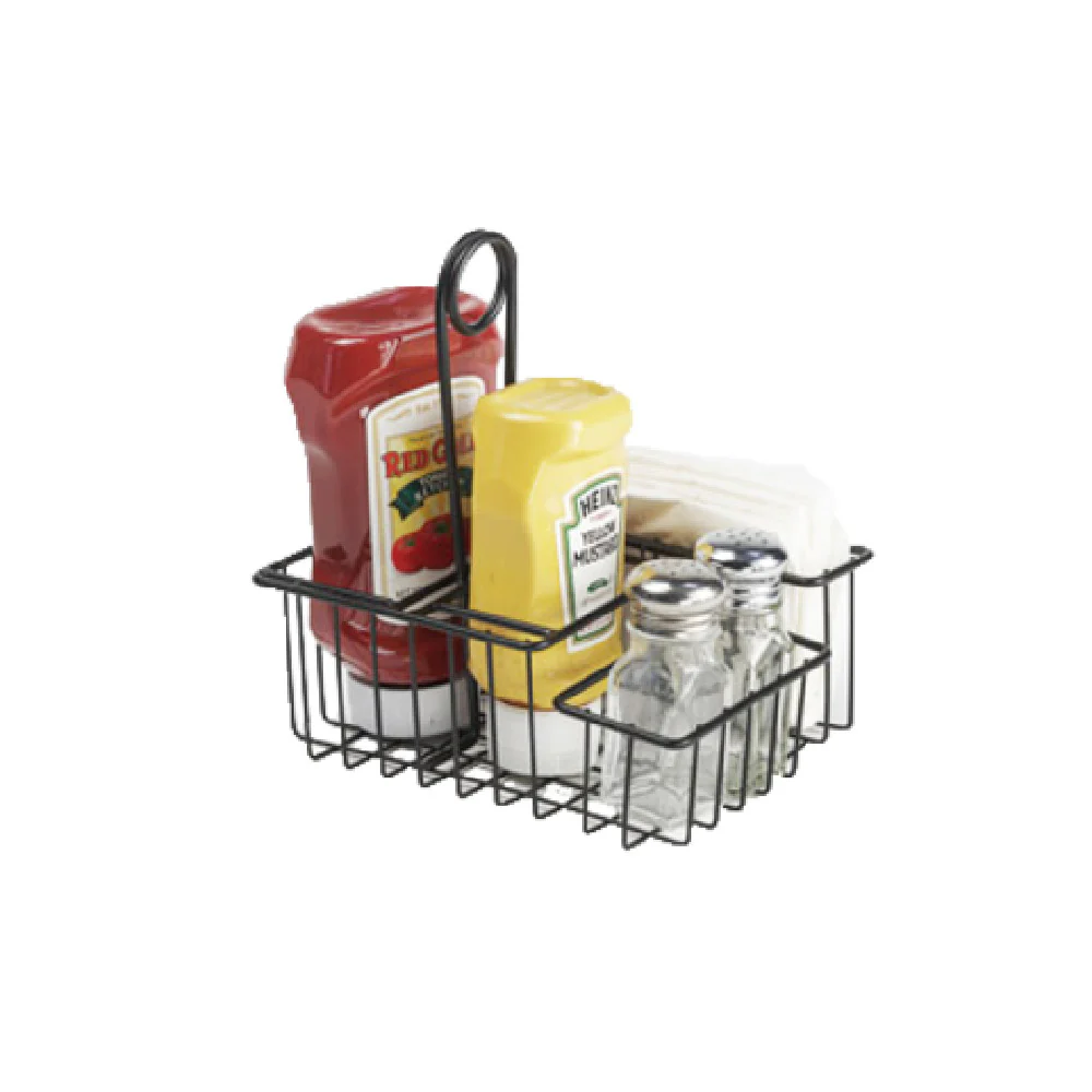 GET Enterprises 4-31696 8 Inch Iron Teflon Coated Caddy Black with 4 Compartment