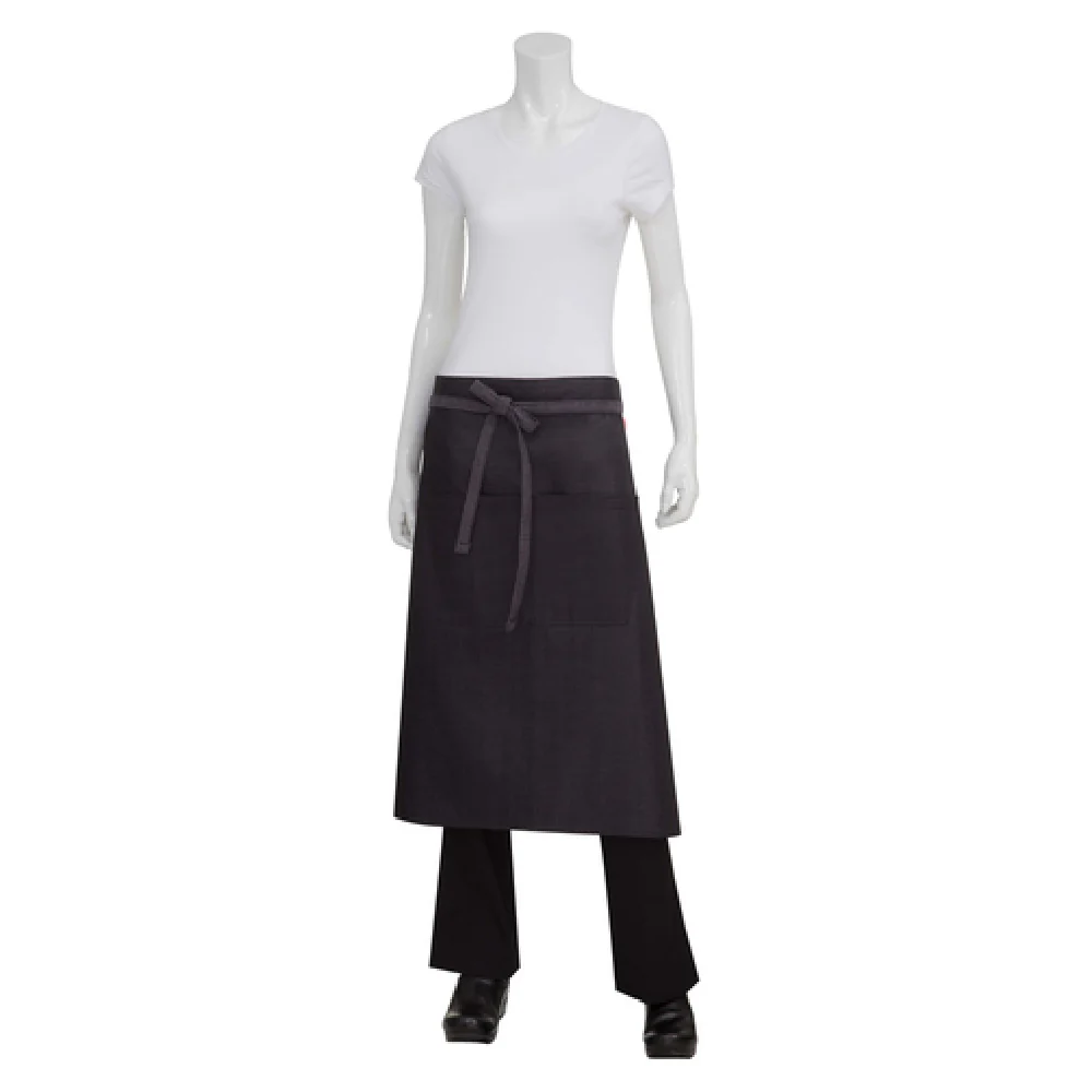 Chef Works ALWWT021PUB0 30 Inch Width Tapered Bistro Apron Black Purple Cotton Denim