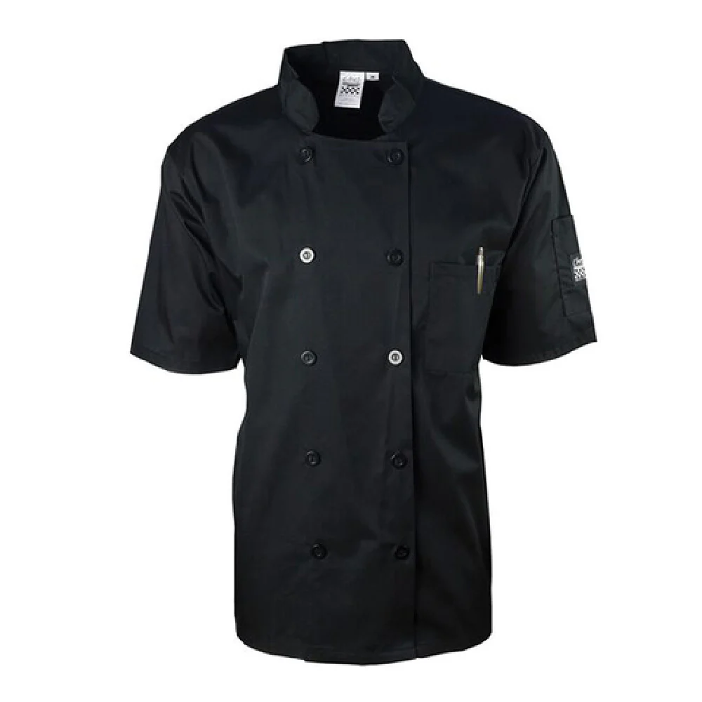 John Ritzenthaler Company J109BK-XL 15 Inch X-large Chef's Coat Black Poly/cotton with Double Breasted Design
