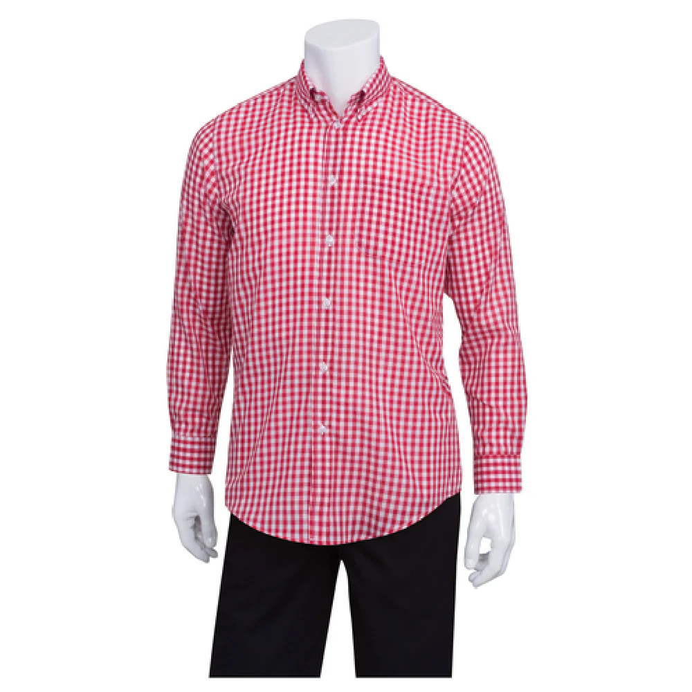 Chef Works D500-WRC-L Men's Gingham Dress Shirt Long Sleeve 2-button Cuffs Poly/cotton Multicolored