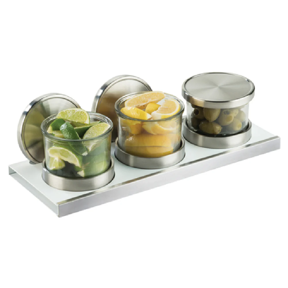 Cal Mil 3492-4-15NL 16 Inch Luxe Jar Set with Cold Pucks and Lids Glass