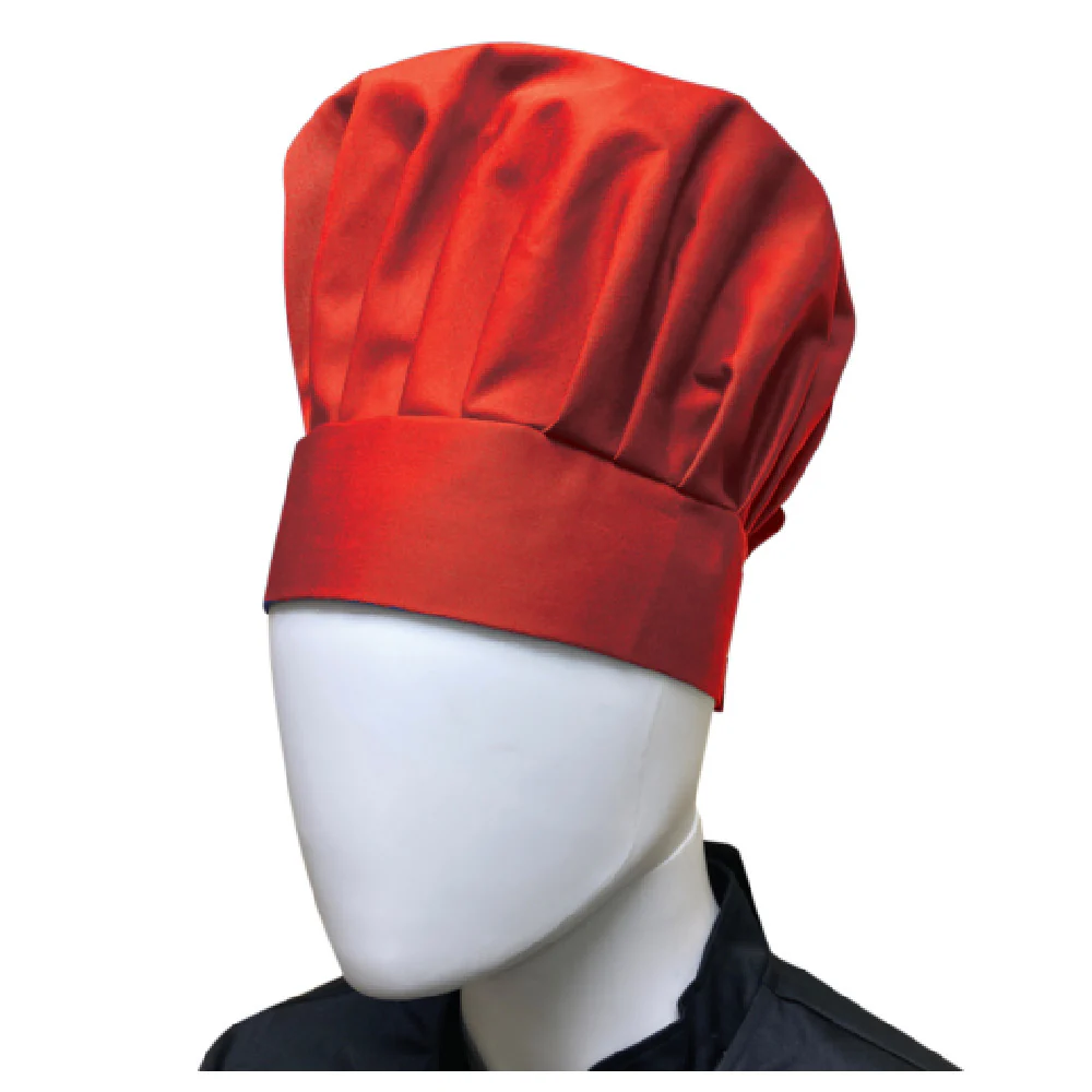 Thunder Group CH013RD Chef's Hat Adjustable Velcro Red Poly/Cotton Blend