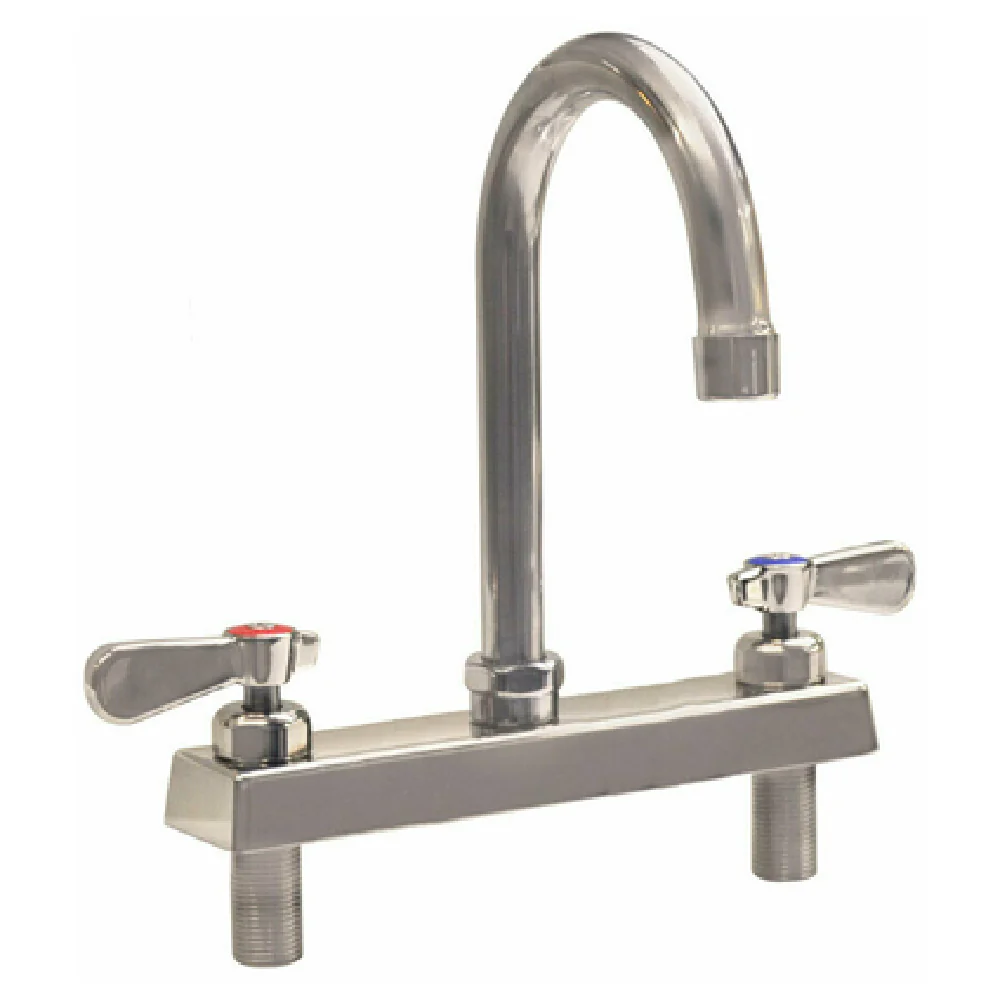 BK Resources EVO-8DM-4G 8 Inch Centers Gooseneck Faucet Stainless Steel with Quarter Turn Cartridges