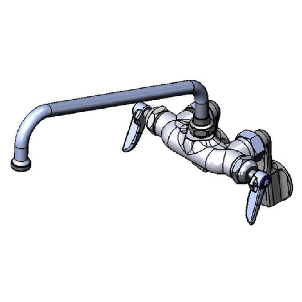 T&S Brass B-0236 12 Inch Sink Mixing Faucet Wall Mounted with Adjustable Inlet Arms