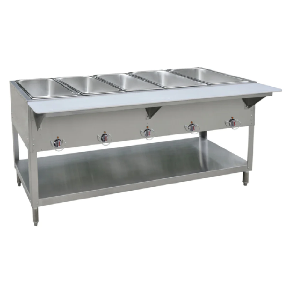 BK Resources STE-NG-5 71 Inch Gas Hot Food Table with Cutting Board Shelf 5 Burner 3500 BTU BK Resources STE-NG-5 71 Inch Gas Hot Food Table with Cutting Board Shelf 5 Burner 3500 BTU