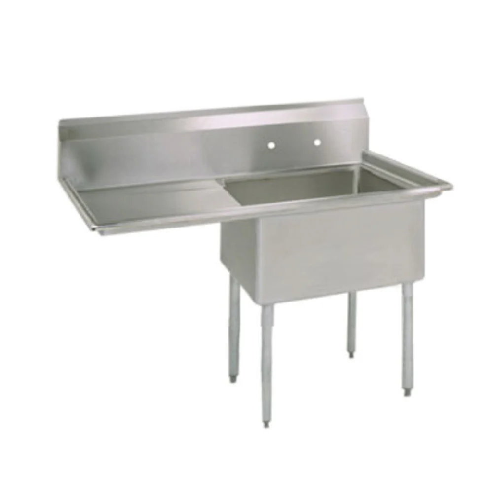 BK Resources BKS-1-1620-12-18L 36-1/2 Inch Sink One Compartment with Drainboard Stainless Steel