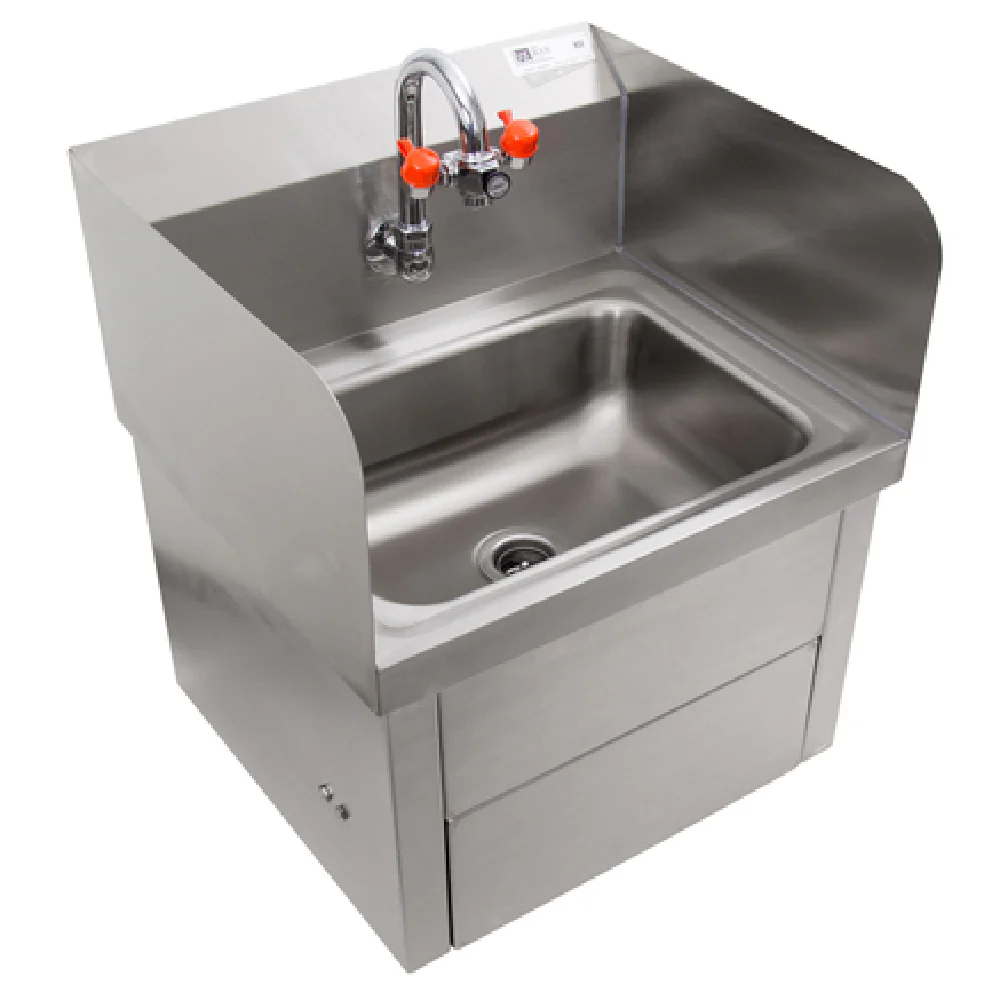 John Boos PBHS-W-1410-KV1APS-EW-X 14 Inch Hand Sink with Eye Wash and Faucet John Boos PBHS-W-1410-KV1APS-EW-X 14 Inch Hand Sink with Eye Wash and Faucet