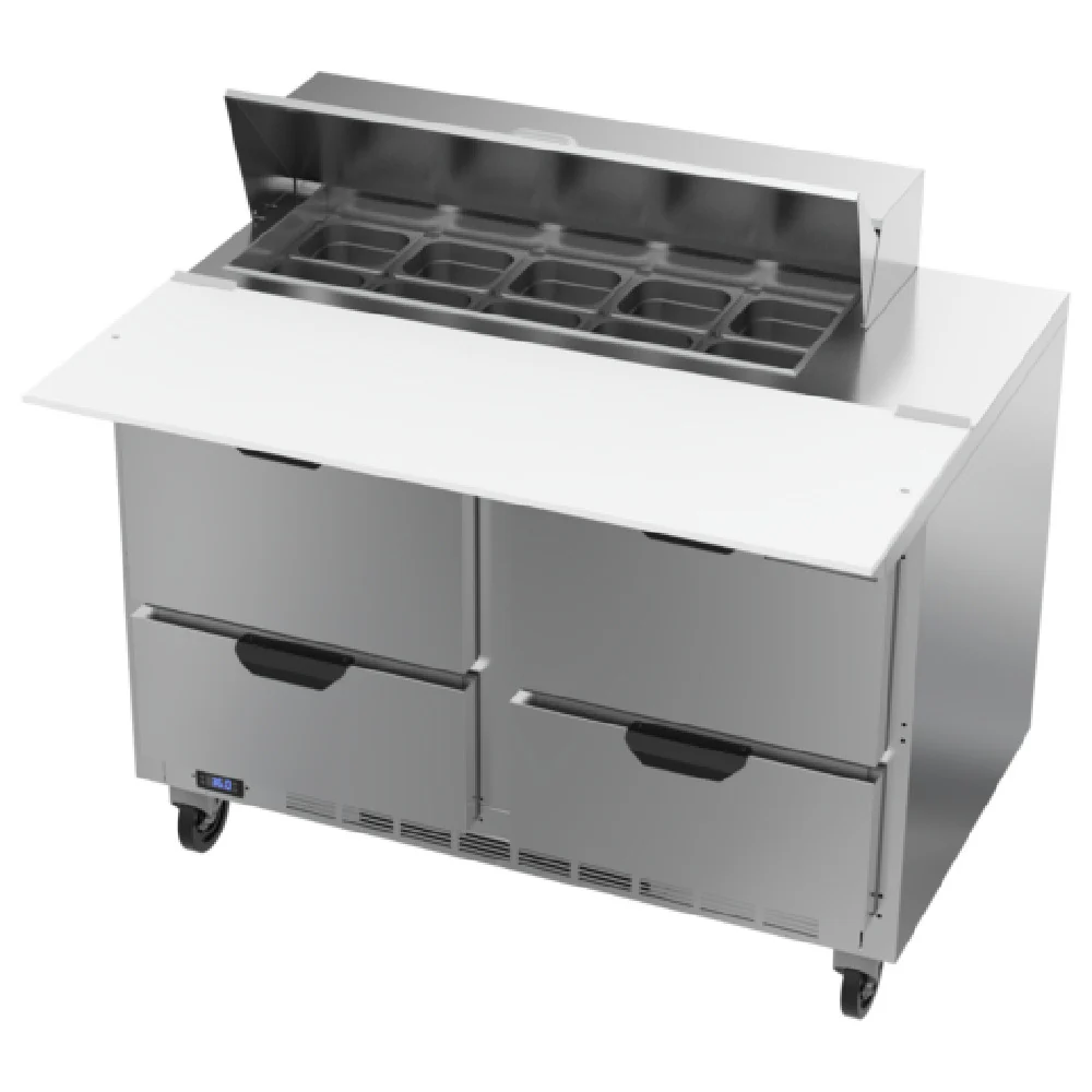 Beverage Air SPED48HC-10C-4 48 Inch Sandwich Top Refrigerated Counter 2 Section 13.01 cu ft with 4 Drawers