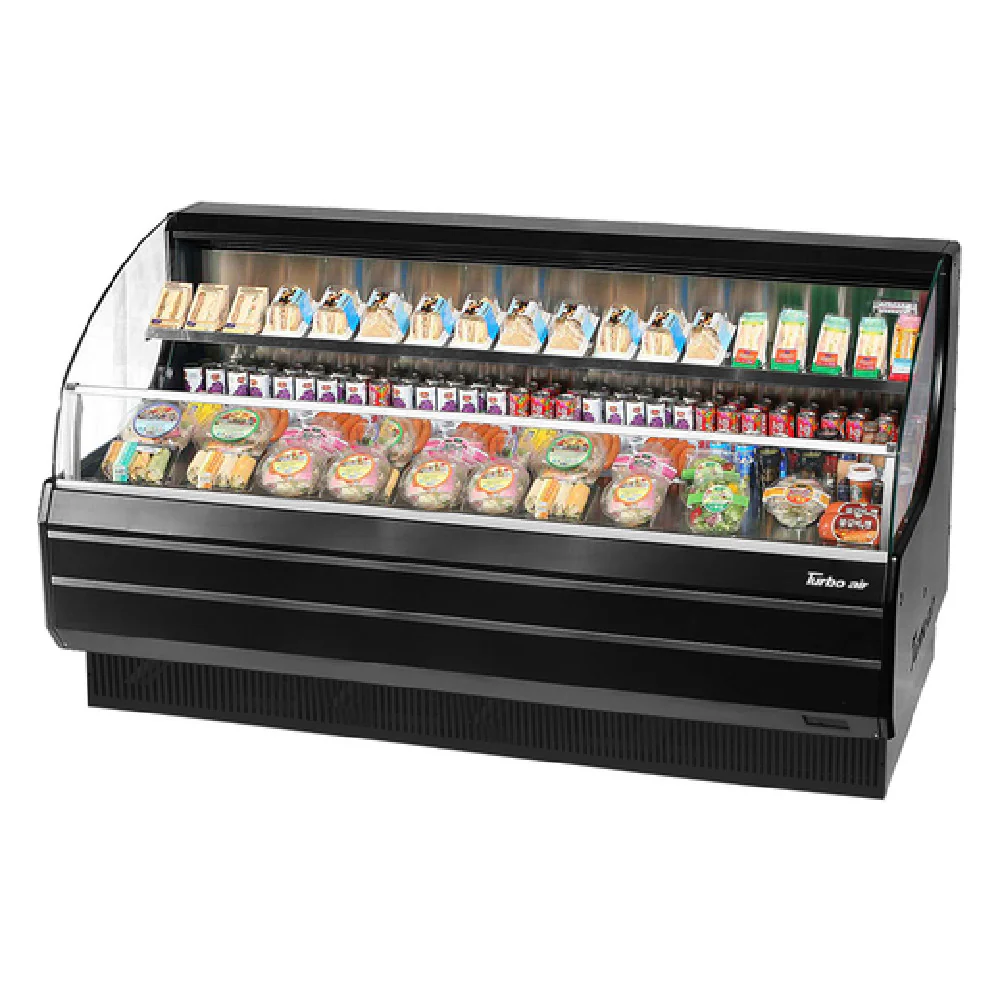Turbo Air TOM-75LW(B)-N 75 Inch Horizontal Open Display Merchandiser Stainless Steel 14.8 Cu. Ft. Capacity