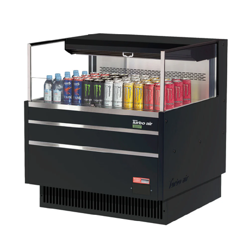 Turbo Air TOM-36L-UF-W(B)-1S-N 34 Inch Low-Profile Horizontal Open Display Merchandiser Stainless Steel with Self-Cleaning Condenser Turbo Air TOM-36L-UF-W(B)-1S-N 34 Inch Low-Profile Horizontal Open Display Merchandiser Stainless Steel with Self-Cleaning Condenser