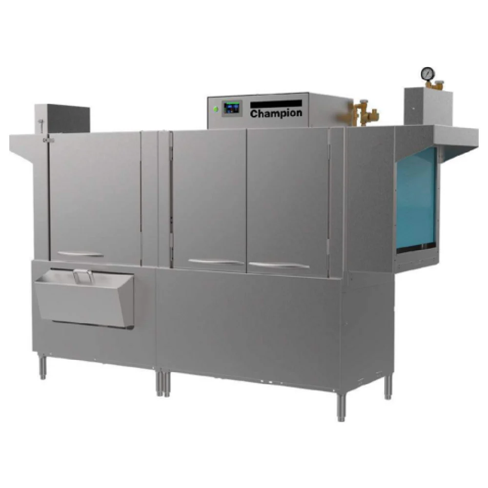 Champion 90PRO-HD 80 Inch Electric Single Tank Rack Conveyor Dishwasher With 36 Inch Champion 90PRO-HD 80 Inch Electric Single Tank Rack Conveyor Dishwasher With 36 Inch