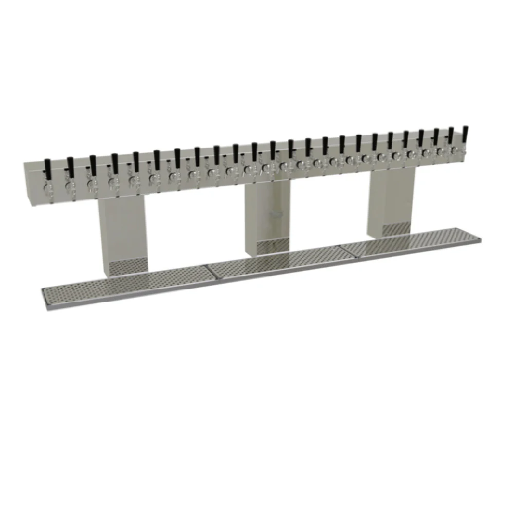 Glastender BRT-24-MFR 74 Inch Bridge Draft Dispensing Tower Glycol Cooled Countertop Stainless Steel with Removable Drain Pans