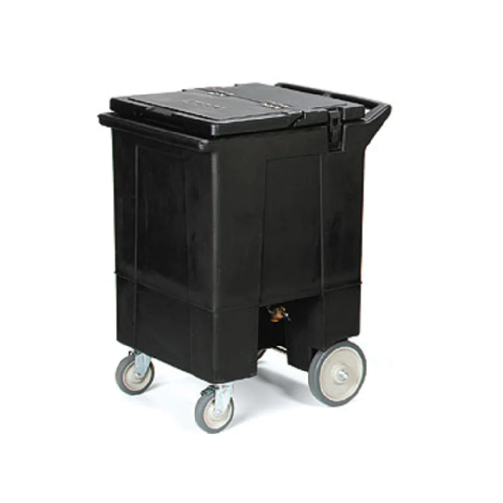 Carlisle IC2250T03 28 Inch Mobile Ice Caddy 125 lb Capacity Insulated Black Plastic with Drainage Faucet