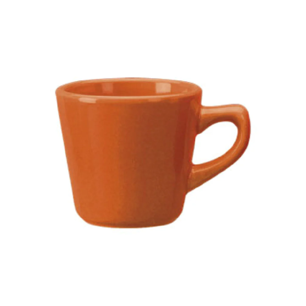 International Tableware CA-1-O 7 Oz Round Tall Cup Lead Free Ceramic Orange
