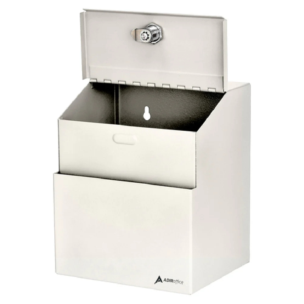 Alpine Industries ADI631-01-WHI 7 Inch Suggestion Box Wall Mountable White Finish with Key and Lock Alpine Industries ADI631-01-WHI 7 Inch Suggestion Box Wall Mountable White Finish with Key and Lock