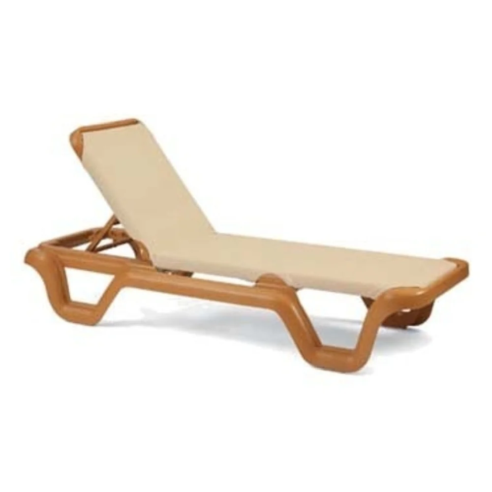 Grosfillex 99414108 30 Inch Teakwood Resin Adjustable Sling Chaise Khaki Grosfillex 99414108 30 Inch Teakwood Resin Adjustable Sling Chaise Khaki