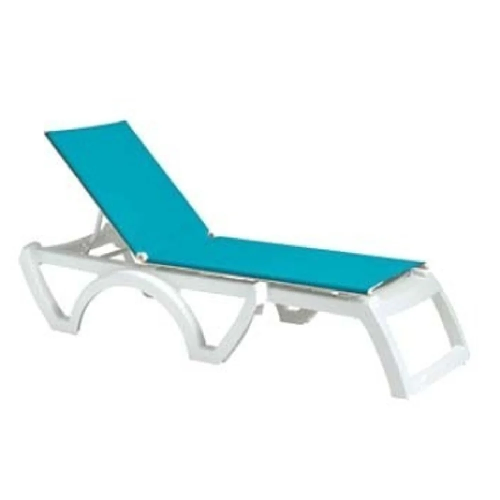 Grosfillex US746241 Chaise Outdoor Stackable Adjustable Sling White Resin Turquoise Grosfillex US746241 Chaise Outdoor Stackable Adjustable Sling White Resin Turquoise