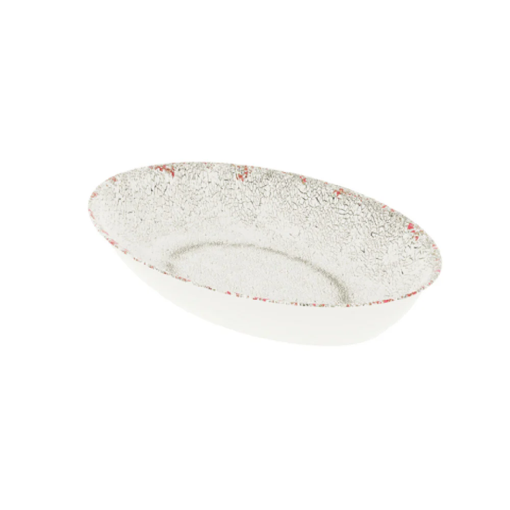 BauscherHepp TW16312 128.5 Oz. Oval Bowl Distressed Crackle Glaze White Melamine
