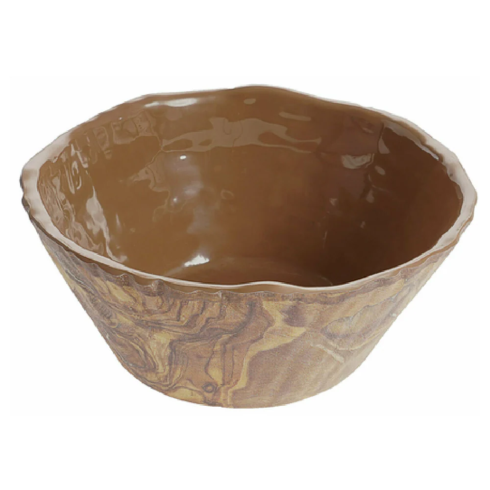 GET Enterprises TRA203 96 Oz Bowl Round Melamine Dishwasher Safe Olive Wood Finish