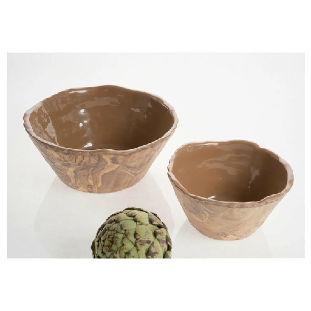 GET Enterprises TRA203 96 Oz Bowl Round Melamine Dishwasher Safe Olive Wood Finish GET Enterprises TRA203 96 Oz Bowl Round Melamine Dishwasher Safe Olive Wood Finish