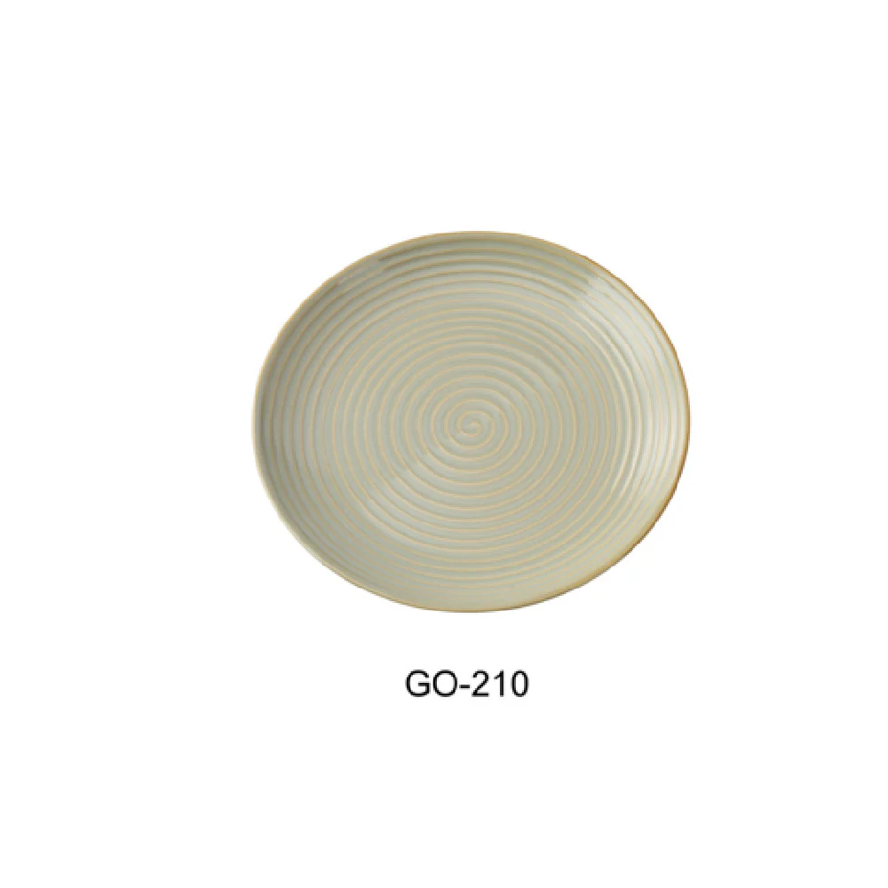 Yanco GO-210 10 Inch Diameter Plate Earthy Tone with Golden Rim Porcelain