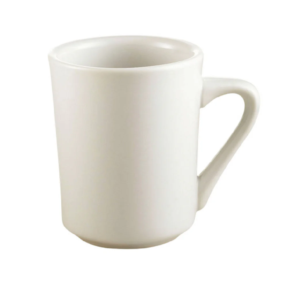 CAC China SI-8-W 8 Oz Ceramic Mug Round European White Casual - 36 Packs
