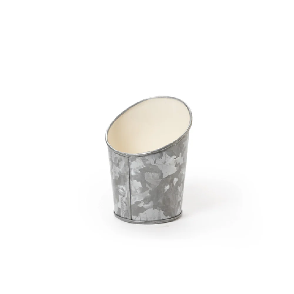 GET Enterprises GC-55-GG/IV 5 Inch Diameter Angled French Fry Cup Metal Ivory