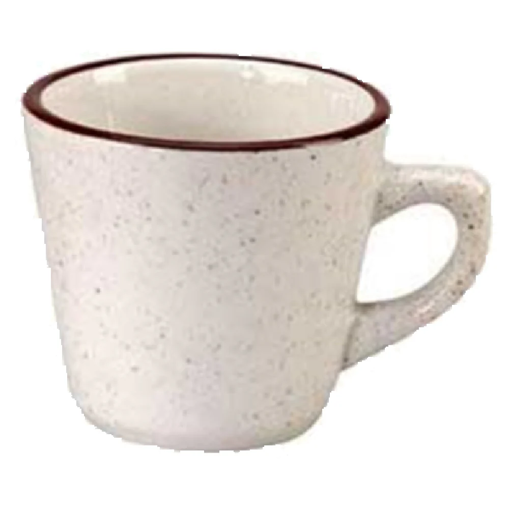 Vertex China CRV-1 7 Oz Cup With Handle Brown Speckled Vitrified China 3-1/4 Inch Vertex China CRV-1 7 Oz Cup With Handle Brown Speckled Vitrified China 3-1/4 Inch