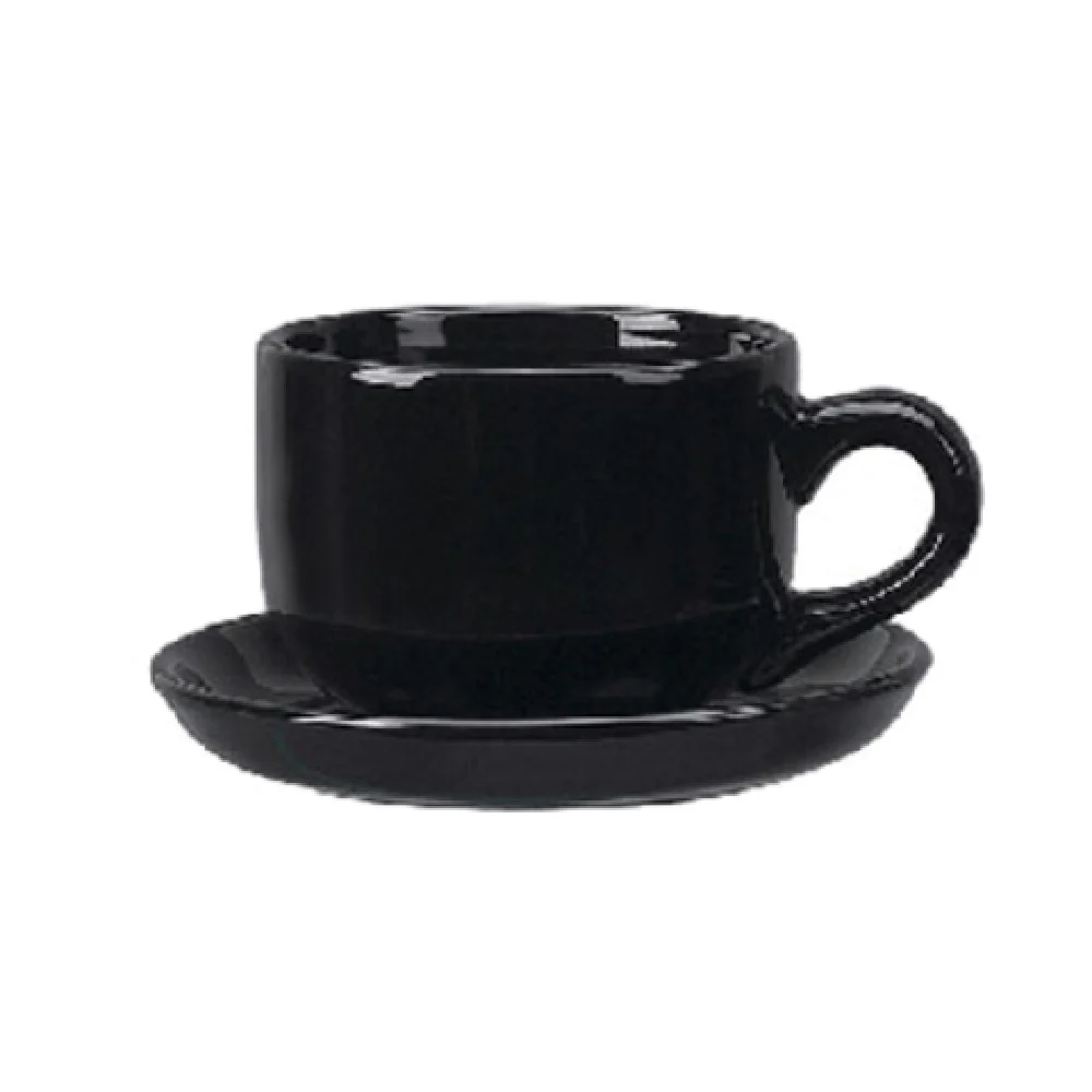 International Tableware 822-05 14 Oz Latte Cup Round With Handle Ceramic Black