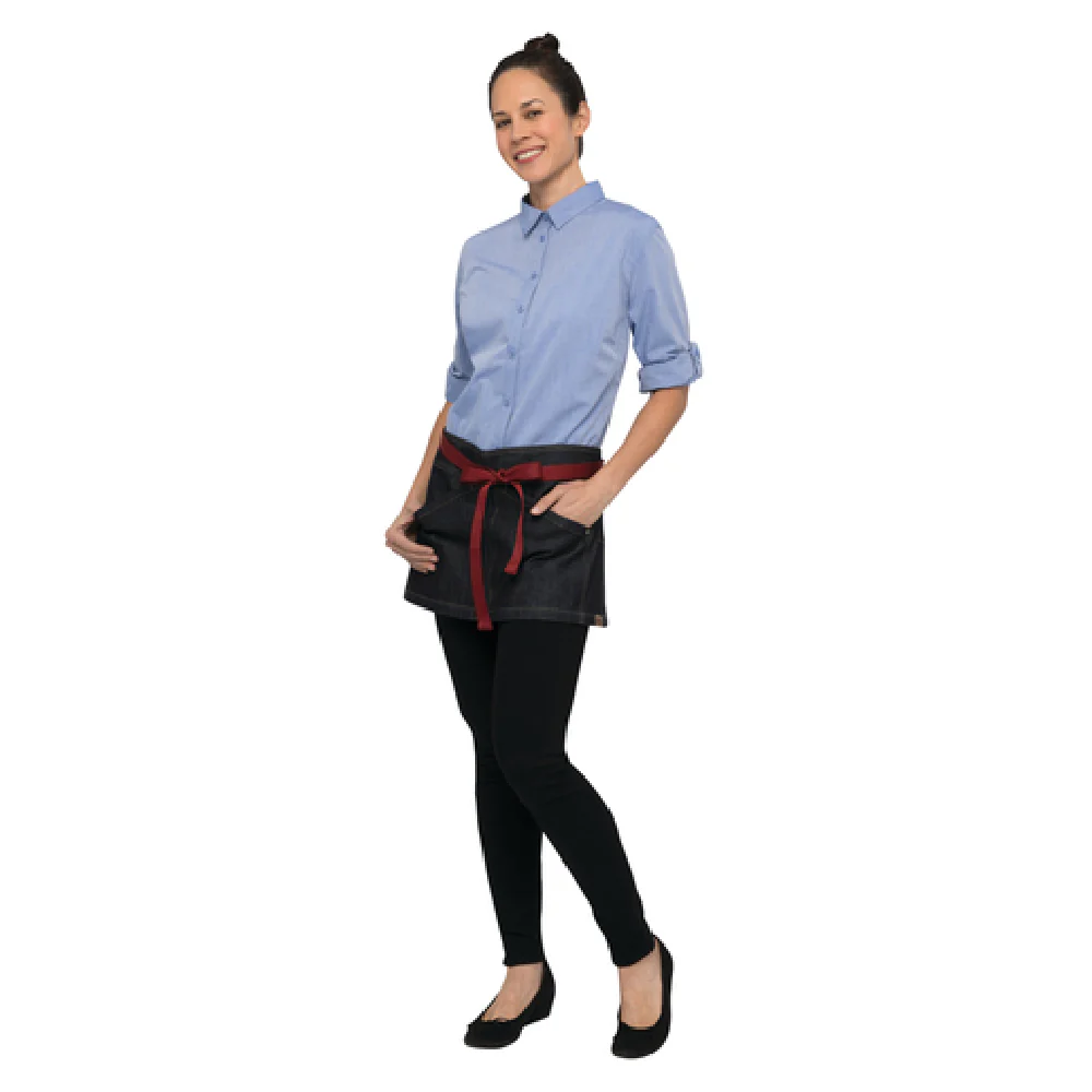 Chef Works AWS01IBL0 23 Inch Waist Apron Indigo Blue 100% Cotton with Snap Tie