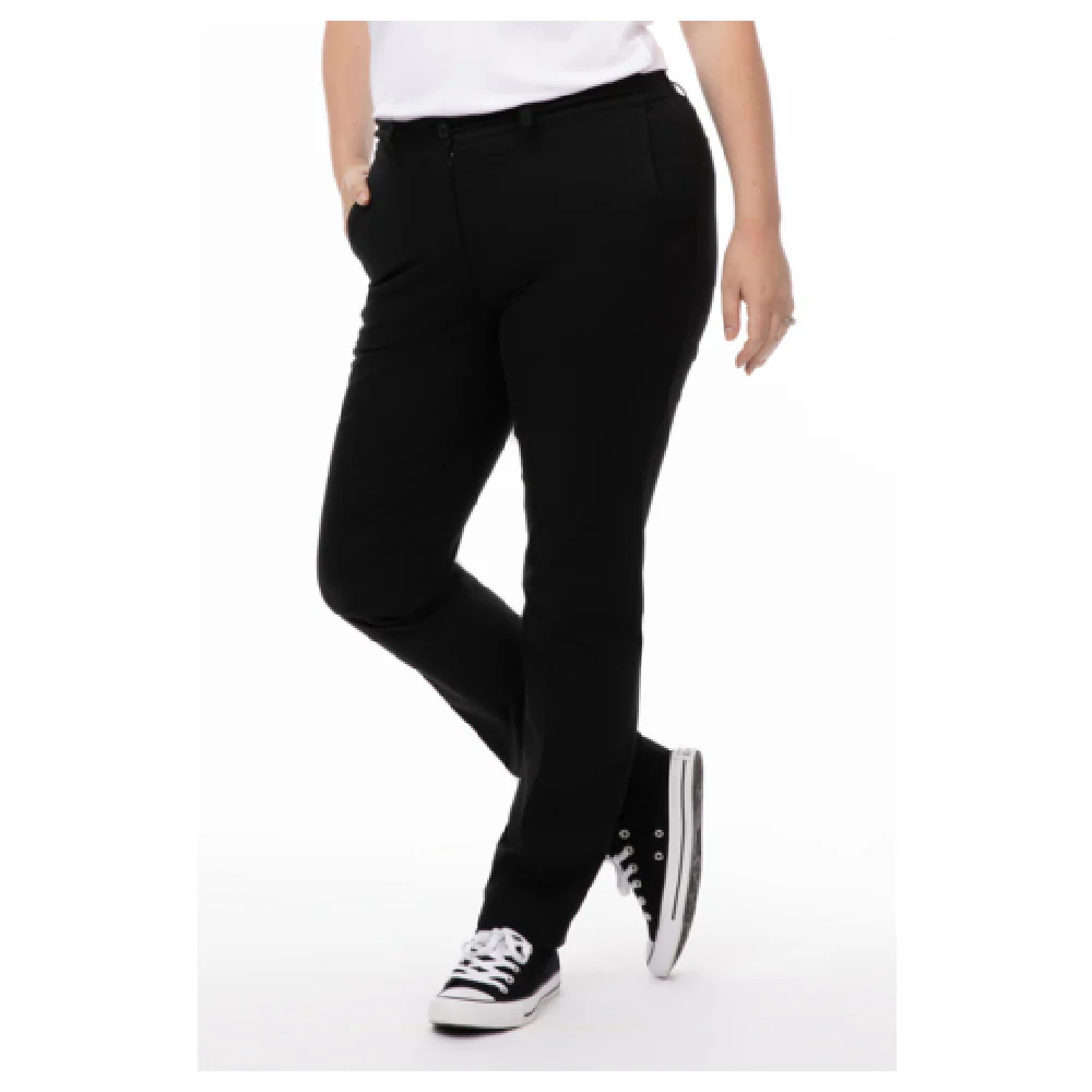 Chef Works PEC02W-BLK-16 34 Inch Black Chef's Pants with Four-way Stretch Fabric Chef Works PEC02W-BLK-16 34 Inch Black Chef's Pants with Four-way Stretch Fabric