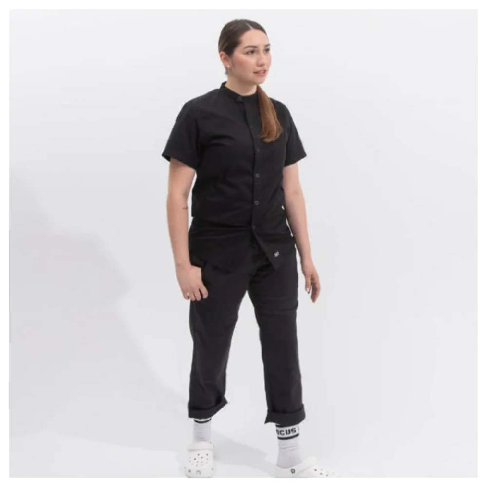 JB Prince A195B S Small Tilit Chef Shirt Cotton Black Made in USA