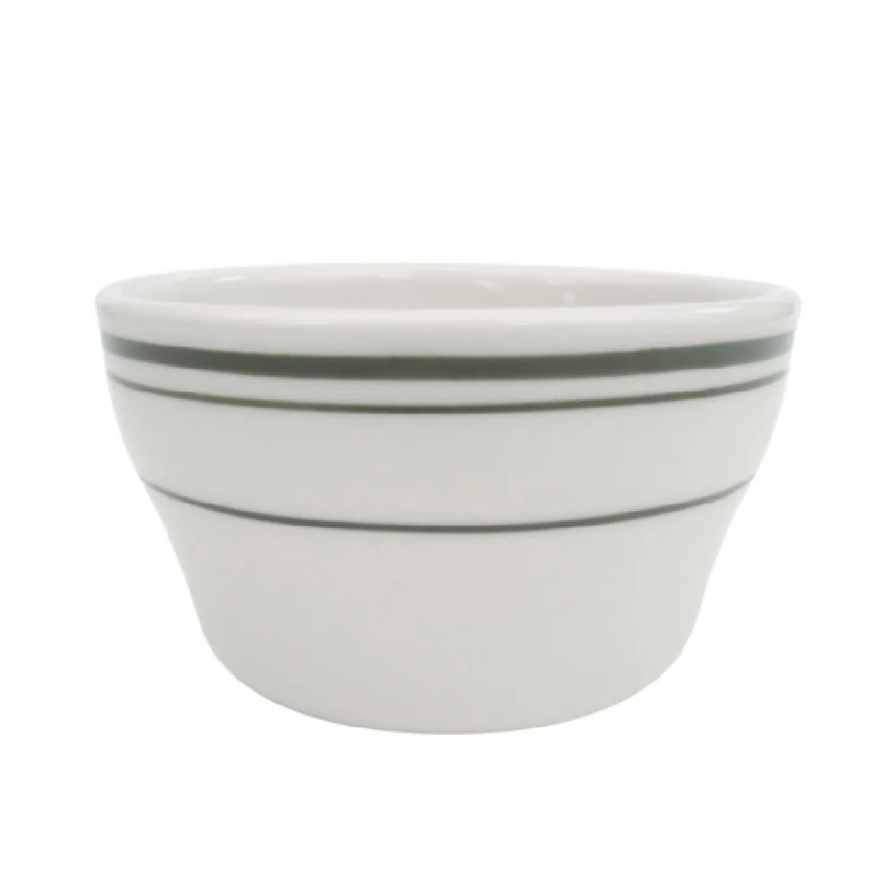 CAC China GS-4 7-1/4 Oz Greenbrier Bouillon Cup Round Ceramic with Green Band