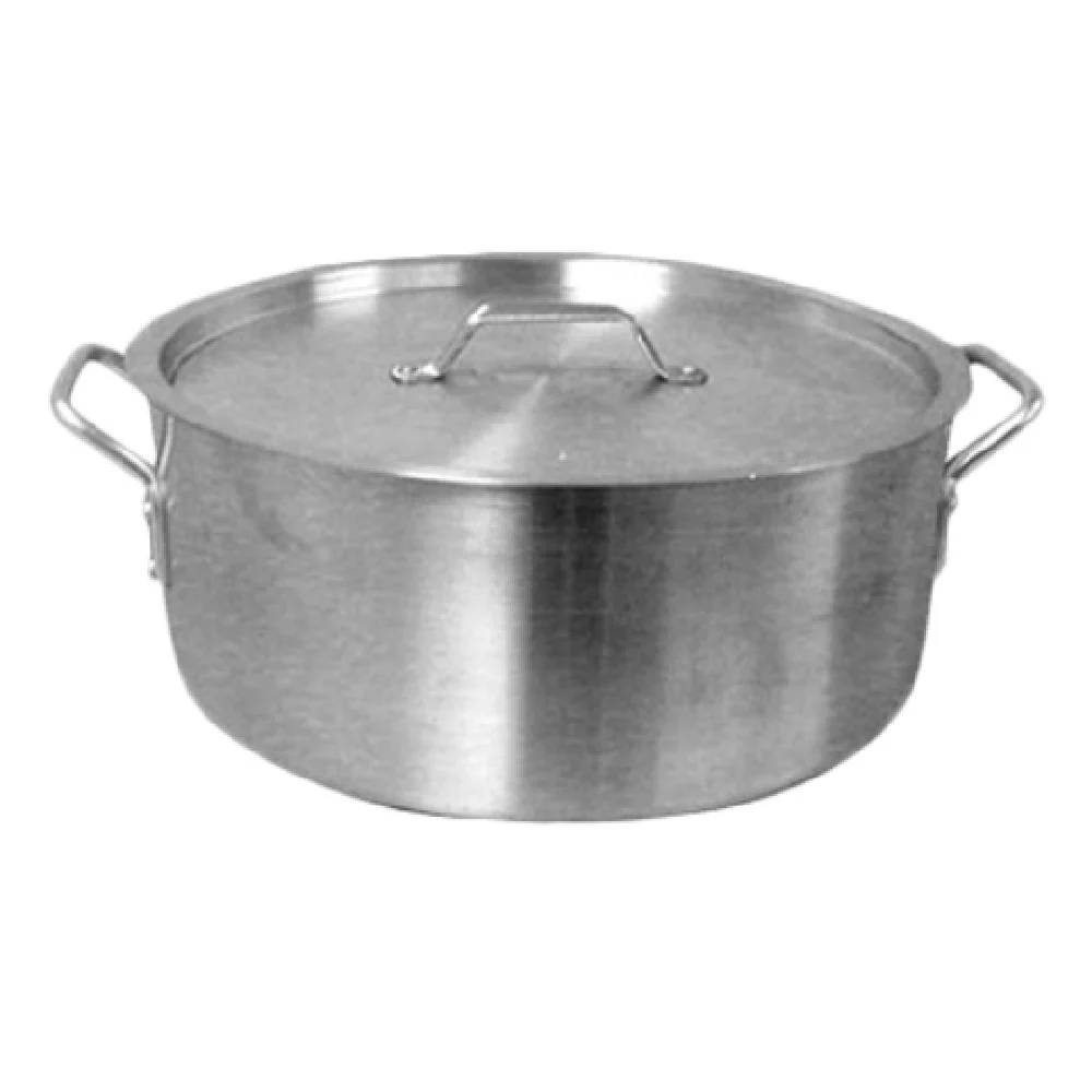 Thunder Group ALSKBP005 24 Quart Brazier Pot With Cover Aluminum Mirror Finish