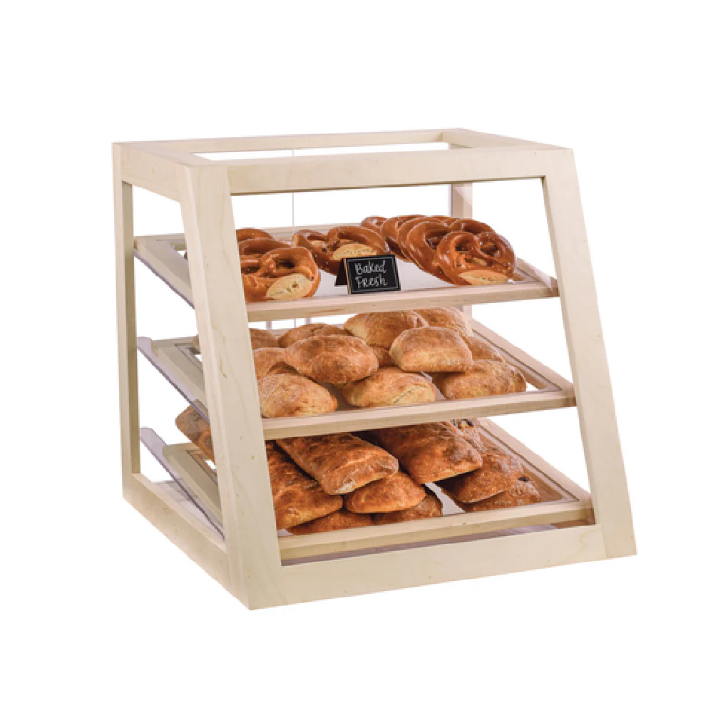 Cal Mil 3432-71 21 Inch Blonde Bakery Display Case 3-tier Attendant Serve Acrylic Wood